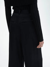 Load image into Gallery viewer, Shiny Wide Suit Pant Black-Trousers-House of Dagmar-AKAT studio
