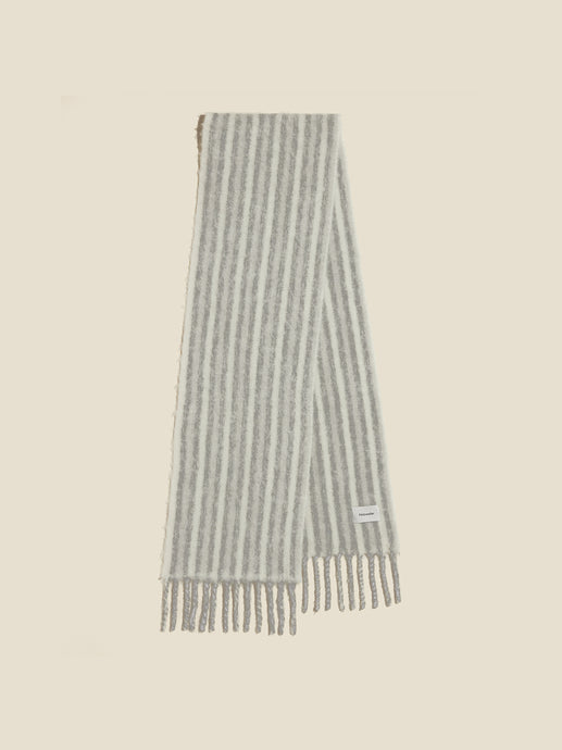 Aster Check Grey Stripe Alpaca Scarf-Scarves-Holzweiler-One Size-AKAT studio