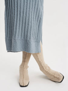 Foss Knit Organic Cotton Dress Blue Grey-Dresses-Holzweiler-AKAT studio