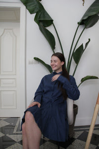 Nala Linen Dress Blue-Dress-Nala Label-AKAT studio