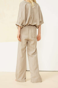 Thalia Stone Relaxed Fit Linen Trousers-Trousers-Humanoid-AKAT studio