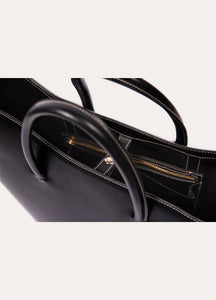 Open Tulip Tote Medium Black-Handbags-Little Liffner-AKAT studio