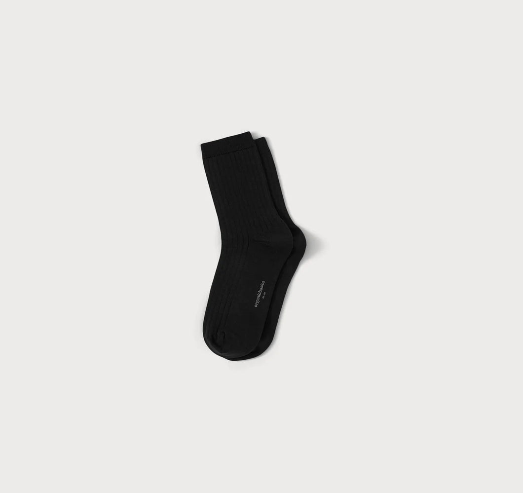Organic Cotton Rib Socks 2-pack Black-Socks-Organic Basics-39-42-AKAT studio