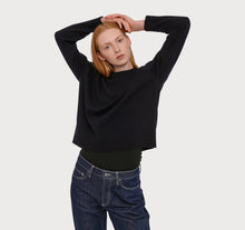 Load image into Gallery viewer, Boxy Wool Knit Sweater Navy-Sweater-Organic Basics-M-AKAT studio
